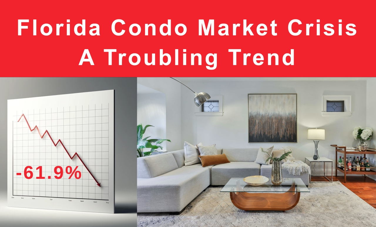 Gráfico de la crisis del mercado de condominios en Florida junto a una sala de estar