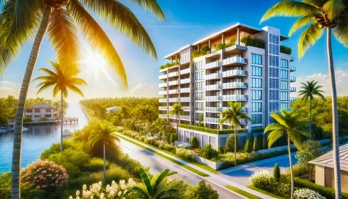 Modern condominium building in Cape Coral, Florida