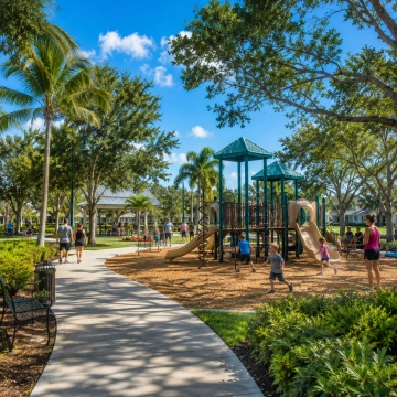 South Fort Myers Neighborhood Tree-lined community park and playground in South Fort Myers