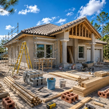 House Under Construction in Lehigh Acres, Florida